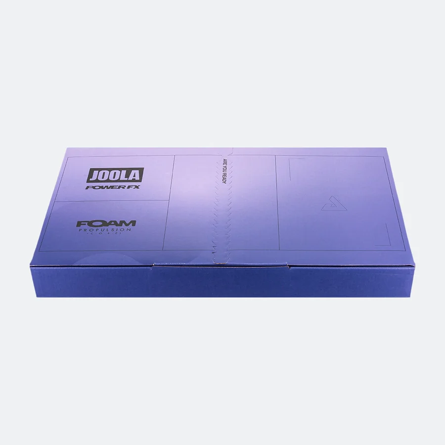 Hộp vợt JOOLA Power FX đặt nằm, ảnh trong bộ màu Mischief của hãng